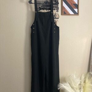 Women's Black fabric Overalls